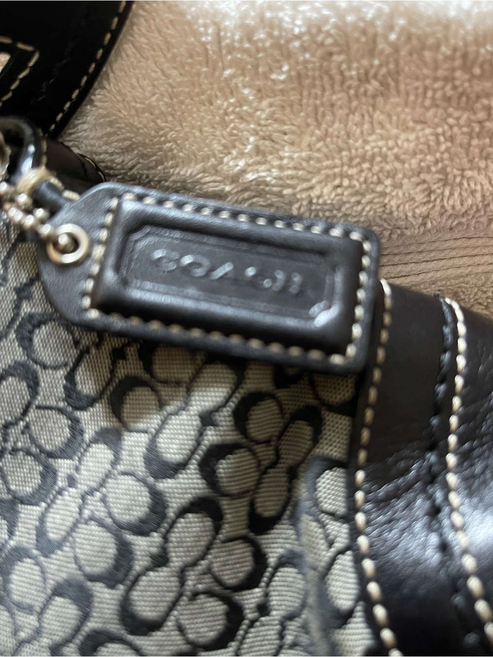 Coach 10925 Vintage Soho Black Leather And Mini C Canvas Shoulder Bag Hobo - Picture 6 of 8
